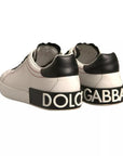 Dolce & Gabbana White Leather Logo Portofino Sneakers Shoes
