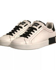 Dolce & Gabbana White Leather Logo Portofino Sneakers Shoes
