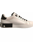 Dolce & Gabbana White Leather Logo Portofino Sneakers Shoes
