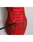 Dolce & Gabbana Red Leather Daymaster Low Top Sneakers Shoes