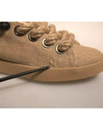 Dolce & Gabbana Brown Jute Fabric Low Top Men Sneakers Shoes