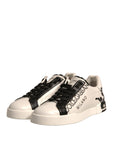 Dolce & Gabbana White Black Leather Crown Milano Sneakers Shoes
