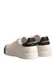Dolce & Gabbana White Leather Logo Portofino Sneakers Shoes