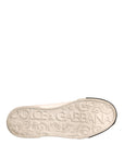 Dolce & Gabbana White Leather Logo Portofino Sneakers Shoes