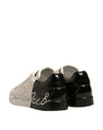 Dolce & Gabbana White Black Logo Portofino Sneakers Shoes