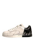Dolce & Gabbana White Black Logo Portofino Sneakers Shoes