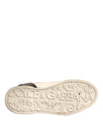 Dolce & Gabbana White Black Logo Portofino Sneakers Shoes