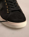 Dolce & Gabbana Black Logo Suede Leather Men Sneakers Shoes