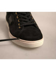 Dolce & Gabbana Black Logo Suede Leather Men Sneakers Shoes
