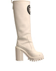 Dolce & Gabbana White DG Logo Hi Trekking Plateau Biker Boots Shoes