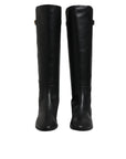 Dolce & Gabbana Black DG Logo Calf Leather High Boots Shoes