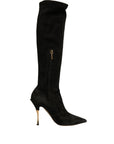 Dolce & Gabbana Black Suede Stiletto Knee High Boots Shoes