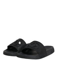 Dolce & Gabbana Black Rubber Slides Sandals Beachwear Shoes