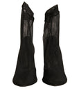 Dolce & Gabbana Black Silk Mesh Sock Style Heels Boots Shoes