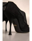 Dolce & Gabbana Black Silk Mesh Sock Style Heels Boots Shoes