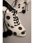Dolce & Gabbana White Black Polka Dot Peep Toe Ankle Boots Shoes