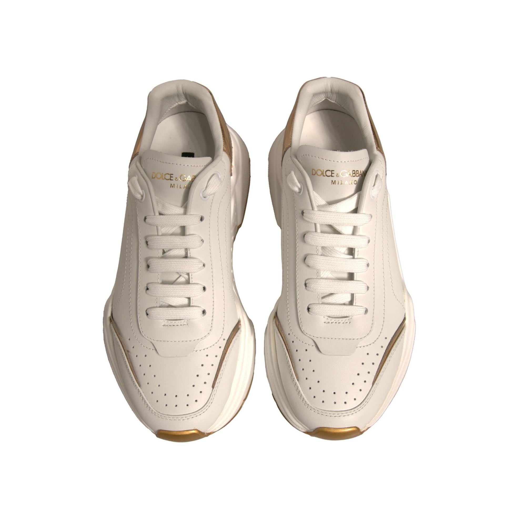 Dolce & Gabbana White Gold Daymaster Low Top Sneakers Shoes
