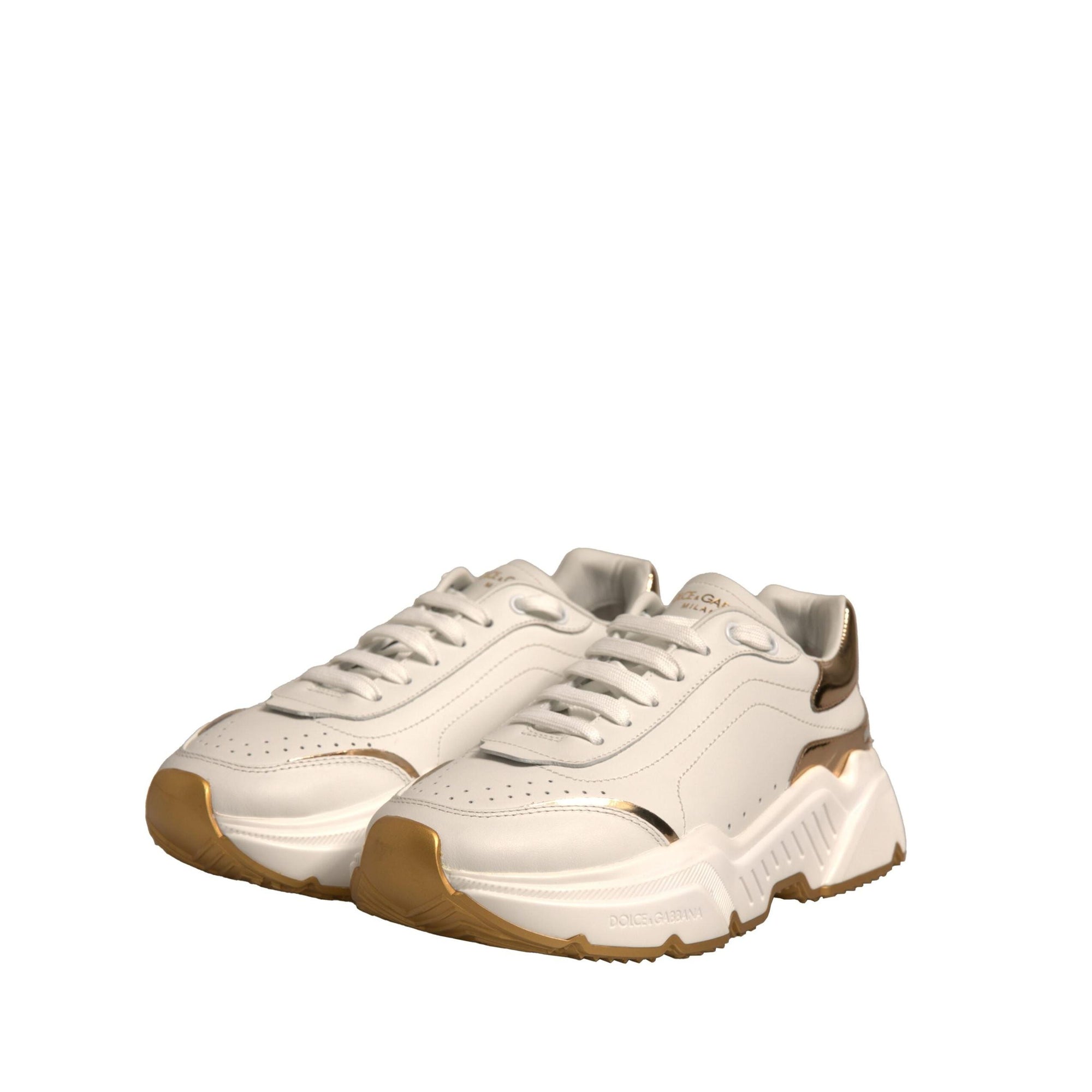 Dolce & Gabbana White Gold Daymaster Low Top Sneakers Shoes