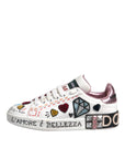 Dolce & Gabbana White Sequined Crystal Low Top Sneakers Shoes