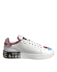 Dolce & Gabbana White Sequined Crystal Low Top Sneakers Shoes