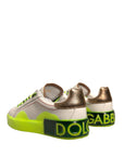 Dolce & Gabbana White Yellow Portofino Leather Sneakers Shoes