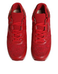 Dolce & Gabbana Red Floral Lace Leather Sneakers Shoes