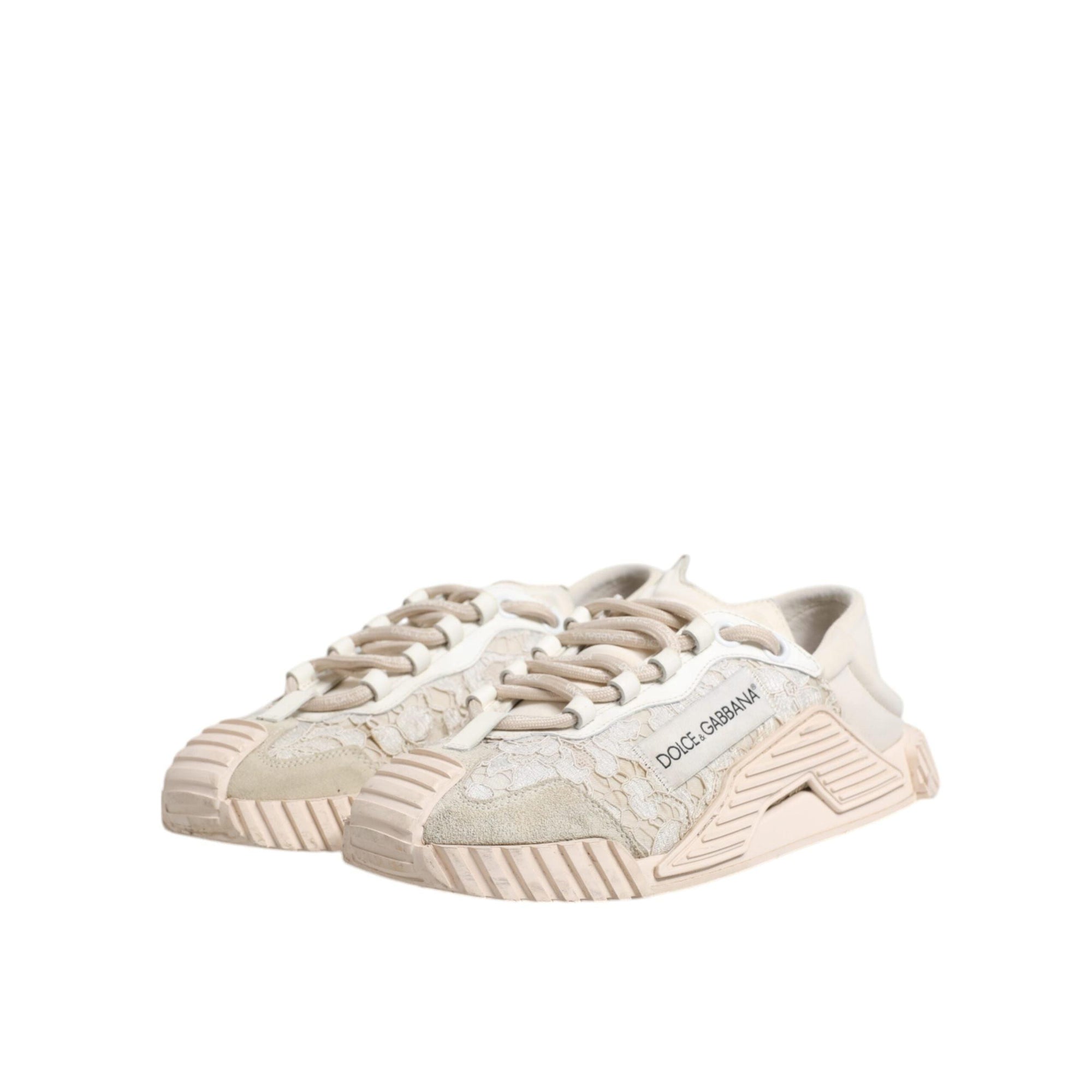 Dolce & Gabbana White Lace NS1 Low Top Sneaker Sports Shoes