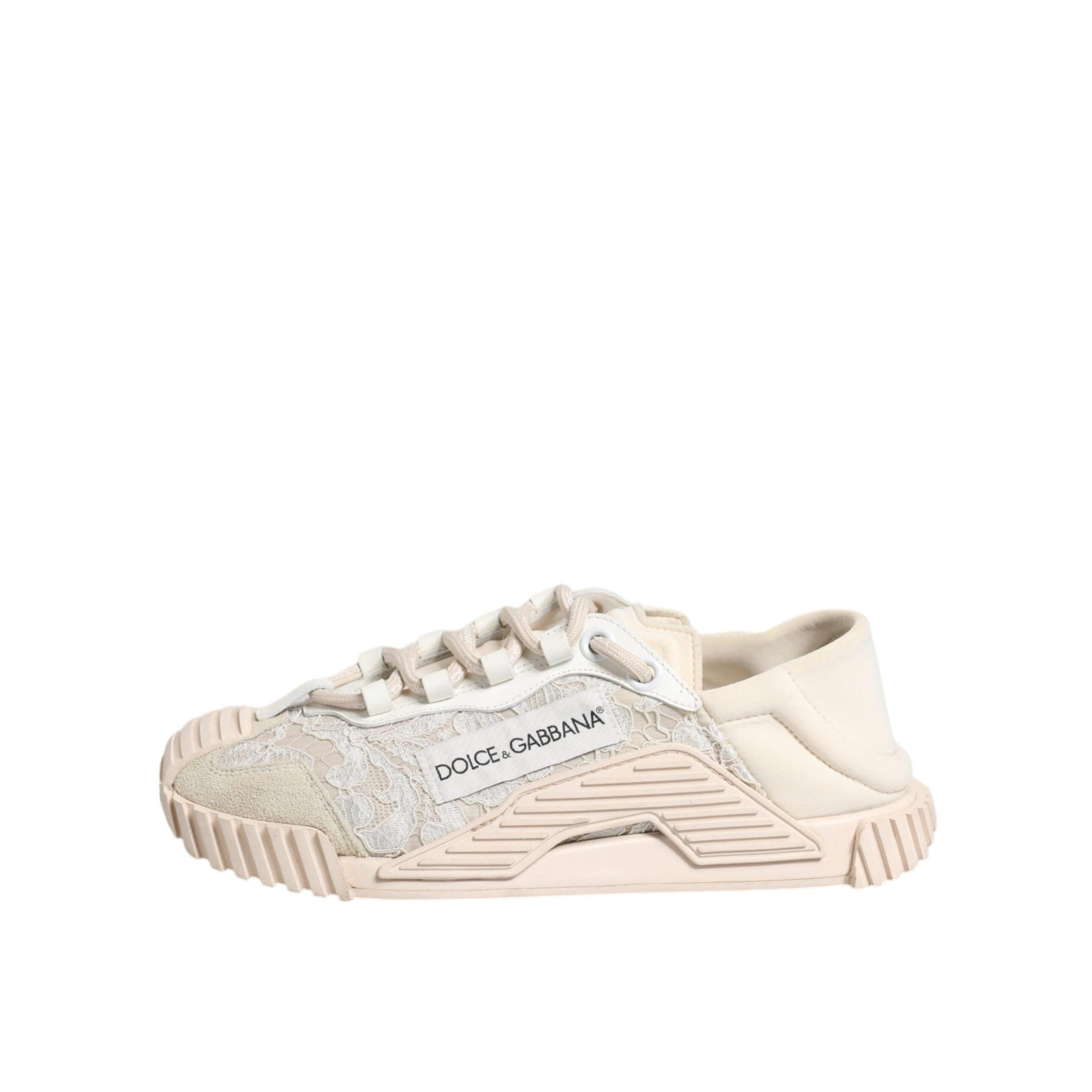 Dolce & Gabbana White Lace NS1 Low Top Sneaker Sports Shoes