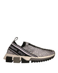 Dolce & Gabbana Silver Rhinestones Sorrento Sneakers Shoes