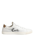 Dolce & Gabbana White Leather Heart Embellished Sneakers Shoes