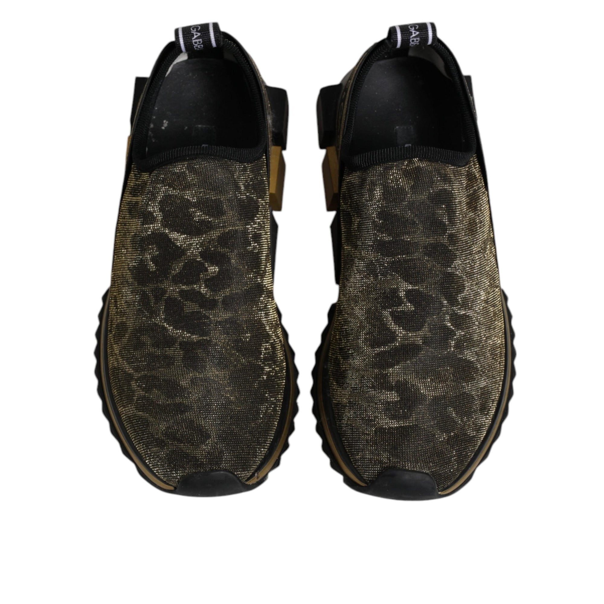 Dolce & Gabbana Gold Glitter Leopard Sorrento Sneakers Shoes