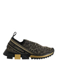 Dolce & Gabbana Gold Glitter Leopard Sorrento Sneakers Shoes