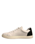 Dolce & Gabbana White Suede Leather Low Top Sneakers Shoes