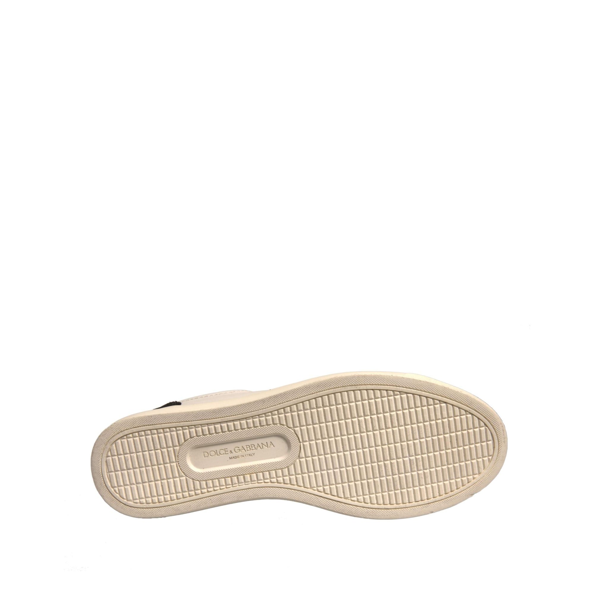 Dolce & Gabbana White Suede Leather Low Top Sneakers Shoes