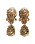 Dolce & Gabbana Gold 925 Sterling Silver Crystal Jewelry Dangling Brooch