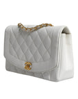 Chanel White Medium Classic DIANA Shoulder Bag Gold Plated Purse