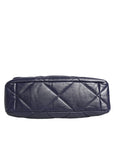 Chanel Blue Leather Large Quilted Chain Hand Shoulder Bag
