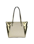 Michael Kors Charlotte Large Leather Top Zip Tote Bag Purse Gold