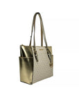 Michael Kors Charlotte Large Leather Top Zip Tote Bag Purse Gold