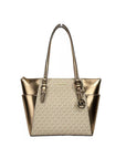Michael Kors Charlotte Large Leather Top Zip Tote Bag Purse Rose Gold