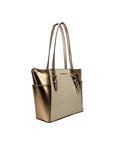 Michael Kors Charlotte Large Leather Top Zip Tote Bag Purse Rose Gold