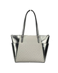 Michael Kors Charlotte Large Leather Top Zip Tote Bag Purse Silver