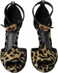 Dolce & Gabbana Gold Leopard Embellished Heel Sandals Shoes