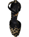Dolce & Gabbana Gold Leopard Embellished Heel Sandals Shoes
