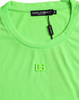 Dolce & Gabbana Green Embossed Logo Crew Neck Neon T-shirt