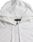 Dolce & Gabbana White Cotton Hooded Pullover Sweatshirt Sweater