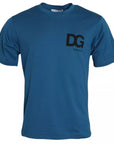 Dolce & Gabbana Blue Logo Cotton Round Neck Short Sleeves T-shirt