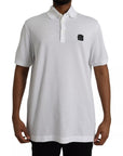 Dolce & Gabbana White Logo Collared Short Sleeve T-shirt
