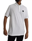 Dolce & Gabbana White Logo Collared Short Sleeve T-shirt