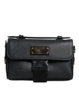 Dolce & Gabbana Black Logo Plaque Leather Buckled Shoulder Crossbody Bag